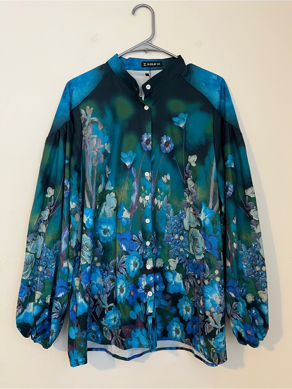 Sheilay women print Floral Button-Down Blouse size XXL Lightweight  casual New